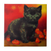Van Gogh Black Kitten Fliese (Vorderseite)