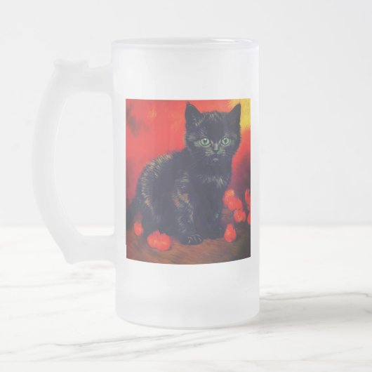Van Gogh Black Kitten Mattglas Bierglas (Links)