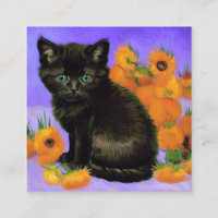 Van Gogh Black Kitten mit Sonnenblumen