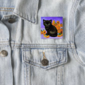Van Gogh Black Kitten mit Sonnenblumen Button (Beispiel)