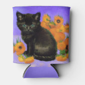 Van Gogh Black Kitten mit Sonnenblumen Dosenkühler (Vorderseite)