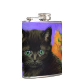 Van Gogh Black Kitten mit Sonnenblumen Flachmann (Rechts)