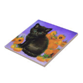 Van Gogh Black Kitten mit Sonnenblumen Fliese (Seite)