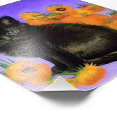 Van Gogh Black Kitten mit Sonnenblumen Fotodruck (Ecke)