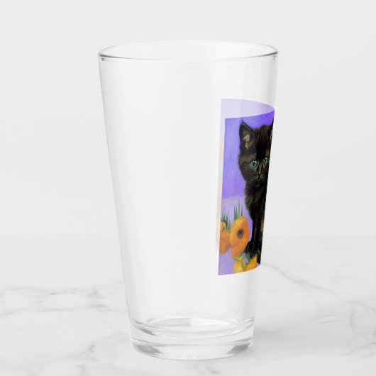 Van Gogh Black Kitten mit Sonnenblumen Glas (Rechts)