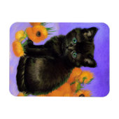 Van Gogh Black Kitten mit Sonnenblumen Magnet (Horizontal)