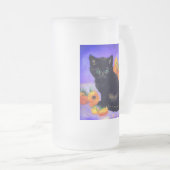 Van Gogh Black Kitten mit Sonnenblumen Mattglas Bierglas (VorderseiteRechts)