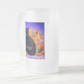 Van Gogh Black Kitten mit Sonnenblumen Mattglas Bierglas (Vorderseite Links)