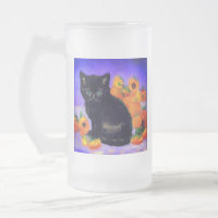 Van Gogh Black Kitten mit Sonnenblumen