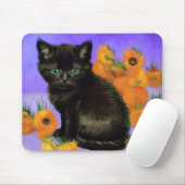 Van Gogh Black Kitten mit Sonnenblumen Mousepad (Mit Mouse)