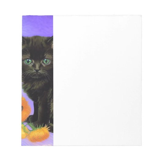Van Gogh Black Kitten mit Sonnenblumen Notizblock (Vorderseite)