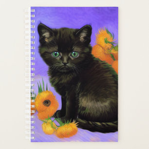 Van Gogh Black Kitten mit Sonnenblumen Planer