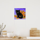 Van Gogh Black Kitten mit Sonnenblumen Poster (Küche)