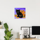 Van Gogh Black Kitten mit Sonnenblumen Poster (Heimbüro)