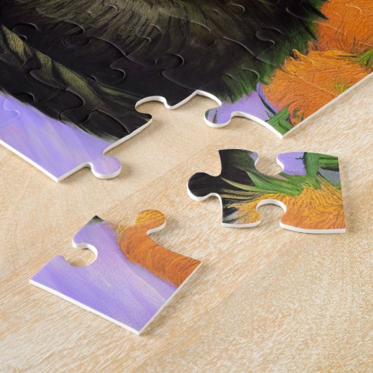 Van Gogh Black Kitten mit Sonnenblumen Puzzle (Seite)