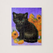 Van Gogh Black Kitten mit Sonnenblumen Puzzle (Vertikal)