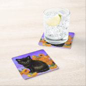 Van Gogh Black Kitten mit Sonnenblumen Rechteckiger Pappuntersetzer (Vor Ort)