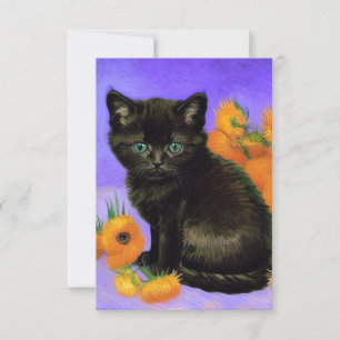 Van Gogh Black Kitten mit Sonnenblumen RSVP Karte