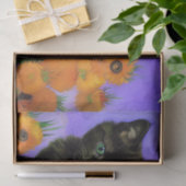 Van Gogh Black Kitten mit Sonnenblumen Seidenpapier (Geschenk)
