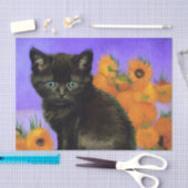 Van Gogh Black Kitten mit Sonnenblumen Seidenpapier (Handwerk)