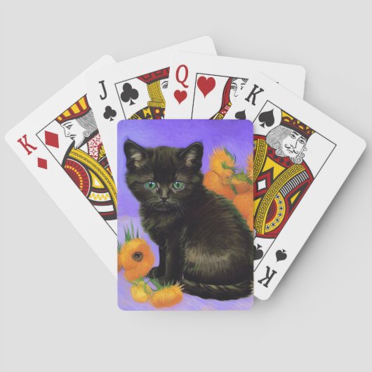 Van Gogh Black Kitten mit Sonnenblumen Spielkarten (Rückseite)