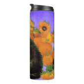 Van Gogh Black Kitten mit Sonnenblumen Thermosbecher (Nach rechts gedreht)