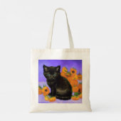 Van Gogh Black Kitten mit Sonnenblumen Tragetasche (Rückseite)