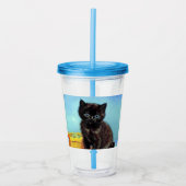 Van Gogh Black Kitten mit Yarn Acryltrinkbecher (Vorderseite)