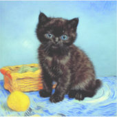 Van Gogh Black Kitten mit Yarn Aufkleber (Vorderseite)