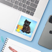 Van Gogh Black Kitten mit Yarn Aufkleber (Laptop mit iPhone)