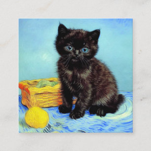Van Gogh Black Kitten mit Yarn Begleitkarte