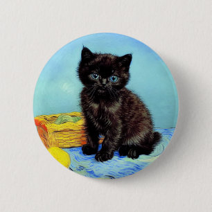 Van Gogh Black Kitten mit Yarn Button