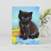 Van Gogh Black Kitten mit Yarn Einladung (Stehend Vorderseite)