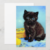 Van Gogh Black Kitten mit Yarn Einladung (Vorne/Hinten)
