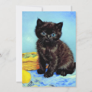 Van Gogh Black Kitten mit Yarn Einladung