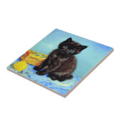 Van Gogh Black Kitten mit Yarn Fliese (Seite)