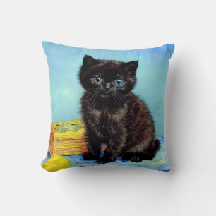 Van Gogh Black Kitten mit Yarn Kissen