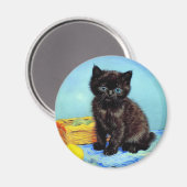 Van Gogh Black Kitten mit Yarn Magnet (Vorderseite/Rückseite)