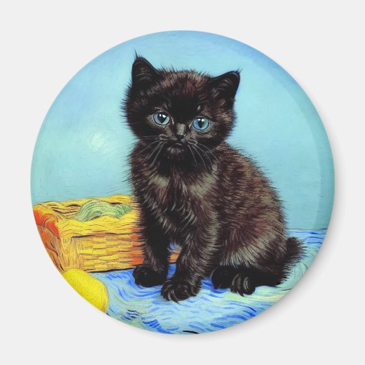 Van Gogh Black Kitten mit Yarn Magnet (Vorne)