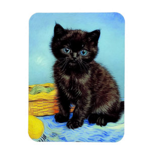 Van Gogh Black Kitten mit Yarn Magnet