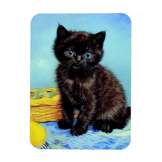 Van Gogh Black Kitten mit Yarn Magnet (Vertikal)