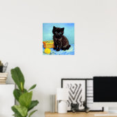 Van Gogh Black Kitten mit Yarn Poster (Heimbüro)