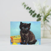 Van Gogh Black Kitten mit Yarn Postkarte (Stehend Vorderseite)
