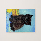 Van Gogh Black Kitten mit Yarn Puzzle (Horizontal)