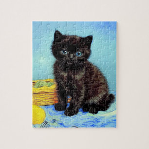 Van Gogh Black Kitten mit Yarn Puzzle