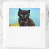 Van Gogh Black Kitten mit Yarn Rechteckiger Aufkleber (Tasche)