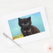 Van Gogh Black Kitten mit Yarn Rechteckiger Aufkleber (Umschlag)