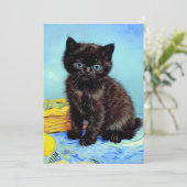 Van Gogh Black Kitten mit Yarn Save The Date (Stehend Vorderseite)