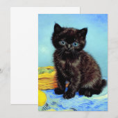 Van Gogh Black Kitten mit Yarn Save The Date (Vorne/Hinten)