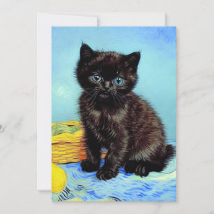 Van Gogh Black Kitten mit Yarn Save The Date